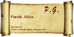 Panák Géza névjegykártya